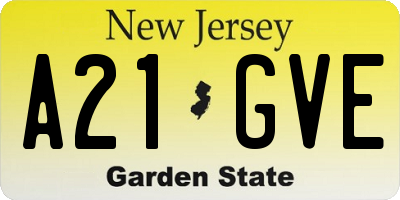 NJ license plate A21GVE