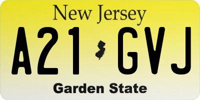 NJ license plate A21GVJ