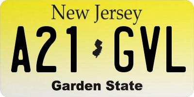 NJ license plate A21GVL