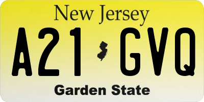 NJ license plate A21GVQ
