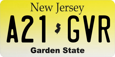 NJ license plate A21GVR