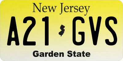 NJ license plate A21GVS