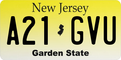 NJ license plate A21GVU