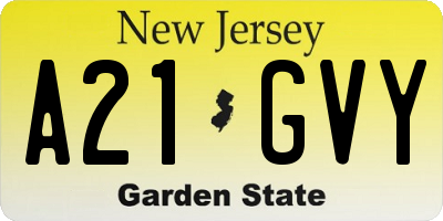 NJ license plate A21GVY