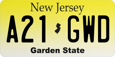 NJ license plate A21GWD