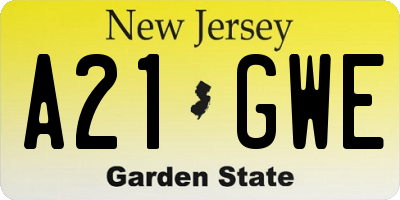 NJ license plate A21GWE