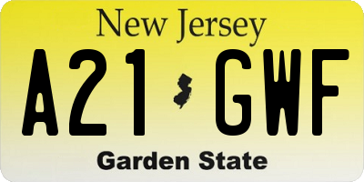 NJ license plate A21GWF