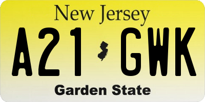 NJ license plate A21GWK