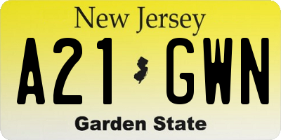 NJ license plate A21GWN