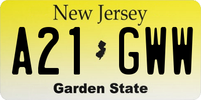 NJ license plate A21GWW
