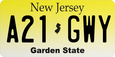 NJ license plate A21GWY