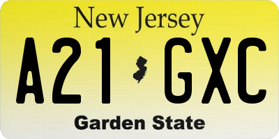 NJ license plate A21GXC