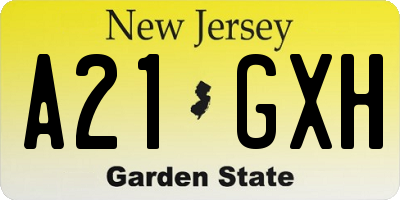 NJ license plate A21GXH