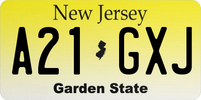 NJ license plate A21GXJ