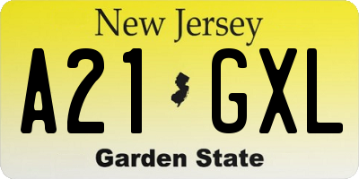 NJ license plate A21GXL