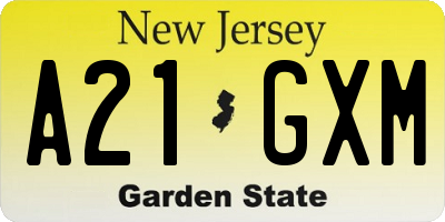 NJ license plate A21GXM