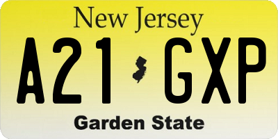 NJ license plate A21GXP