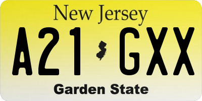 NJ license plate A21GXX