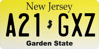 NJ license plate A21GXZ