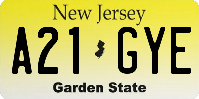 NJ license plate A21GYE
