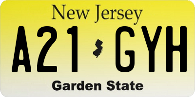 NJ license plate A21GYH