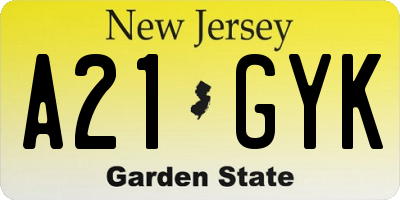 NJ license plate A21GYK