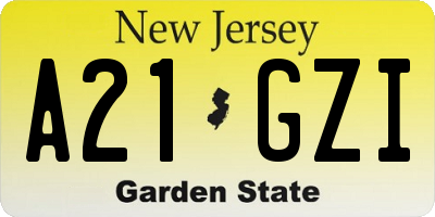 NJ license plate A21GZI