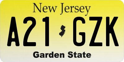NJ license plate A21GZK