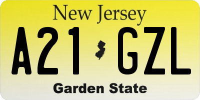 NJ license plate A21GZL