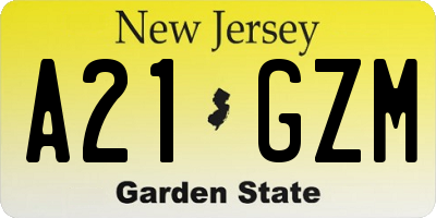 NJ license plate A21GZM