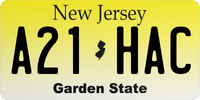 NJ license plate A21HAC