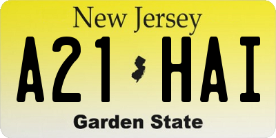 NJ license plate A21HAI