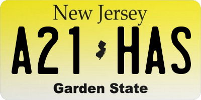 NJ license plate A21HAS
