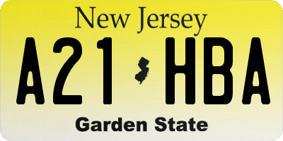 NJ license plate A21HBA