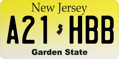NJ license plate A21HBB