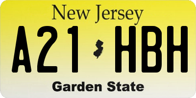 NJ license plate A21HBH