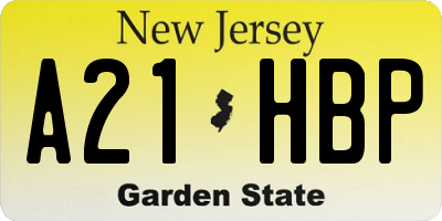 NJ license plate A21HBP