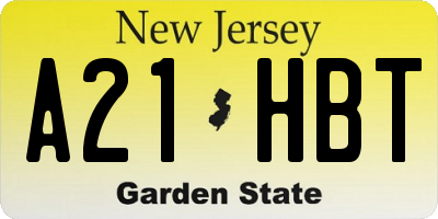 NJ license plate A21HBT