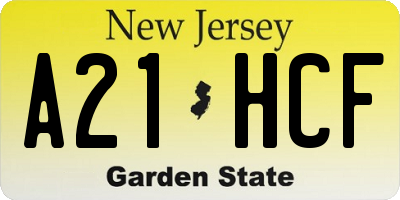 NJ license plate A21HCF