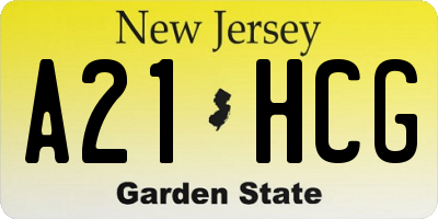 NJ license plate A21HCG