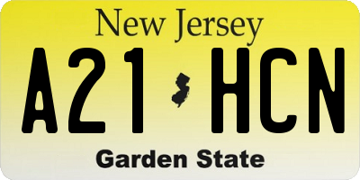 NJ license plate A21HCN