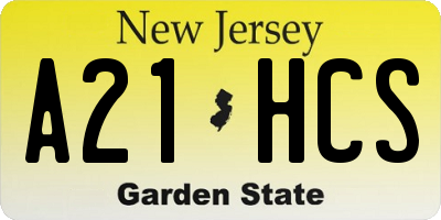 NJ license plate A21HCS