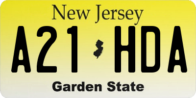 NJ license plate A21HDA