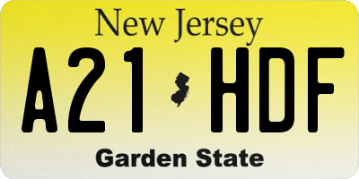 NJ license plate A21HDF