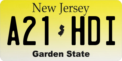 NJ license plate A21HDI