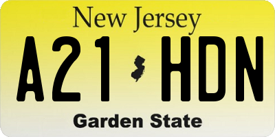 NJ license plate A21HDN