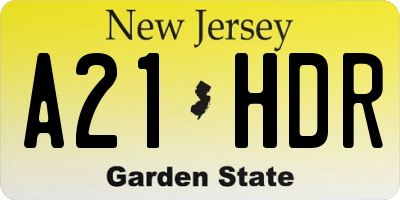 NJ license plate A21HDR