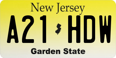 NJ license plate A21HDW