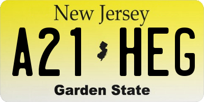 NJ license plate A21HEG
