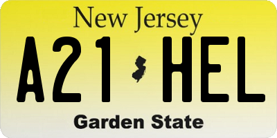 NJ license plate A21HEL